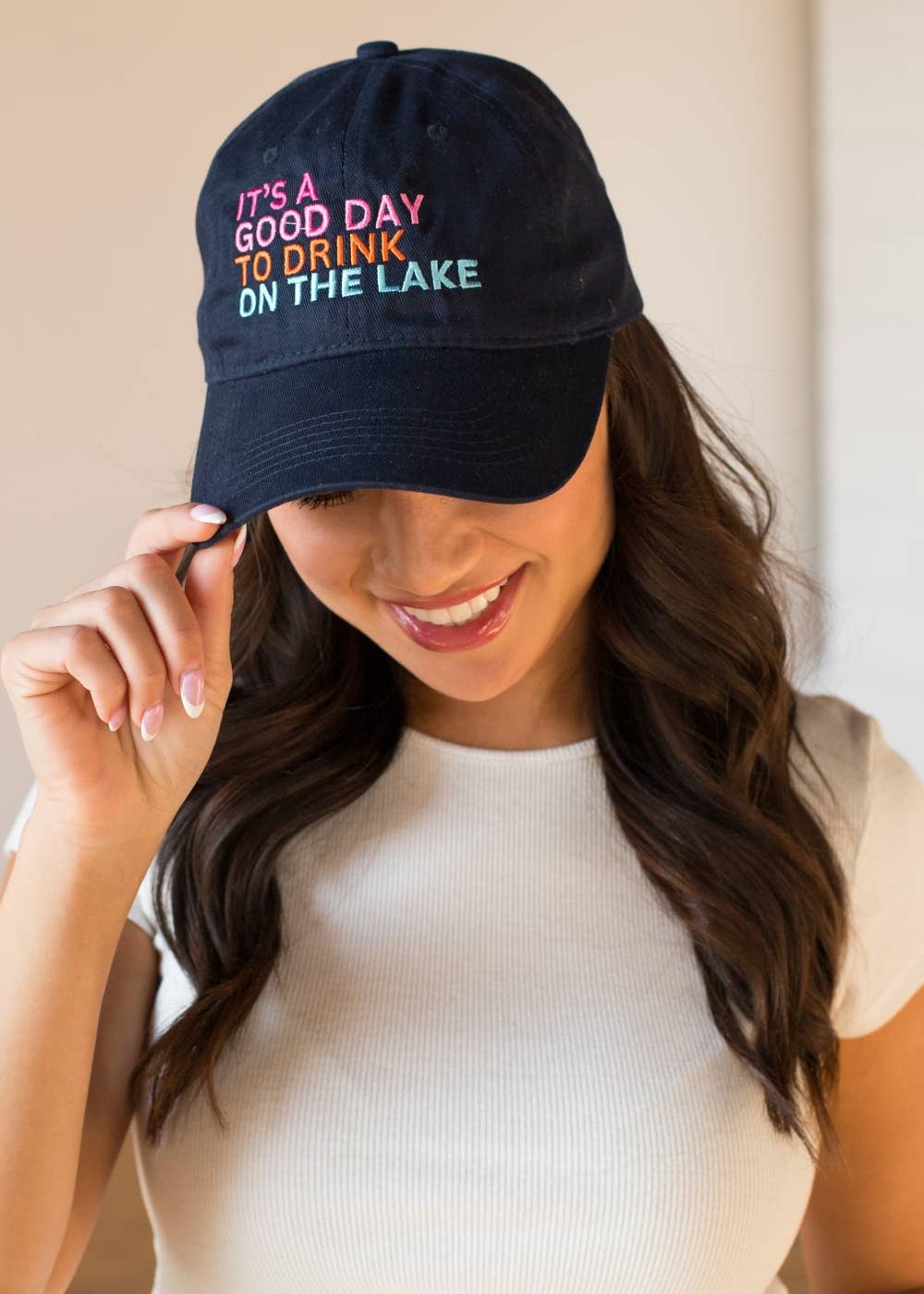 Navy Drink On The Lake Baseball Hat