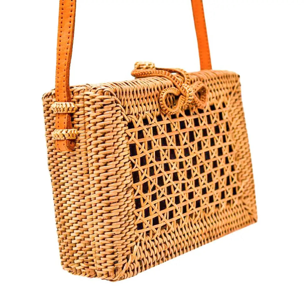 Evie Woven Rattan Crossbody Bag