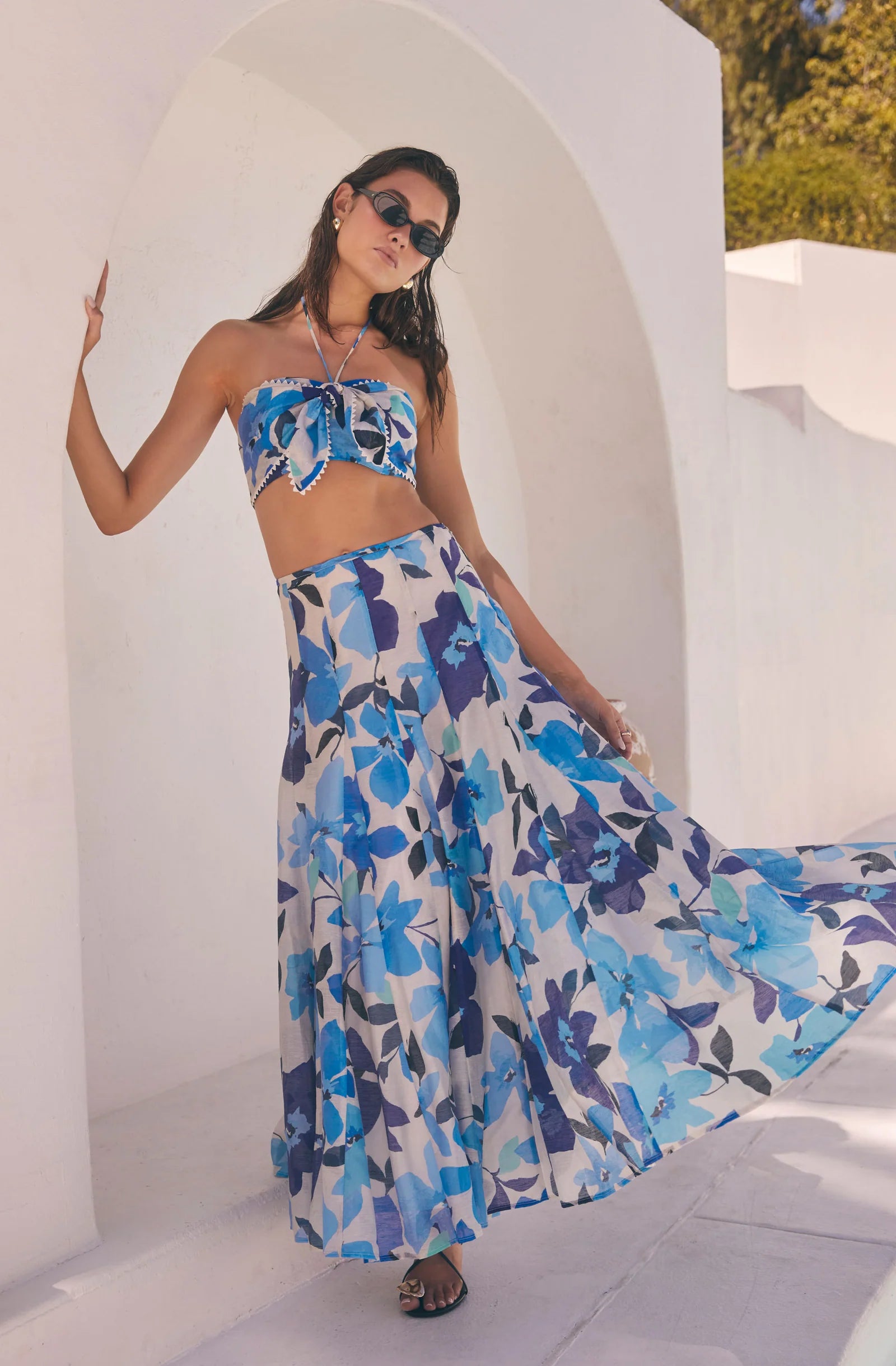 Kaley Floral Godet Maxi Skirt