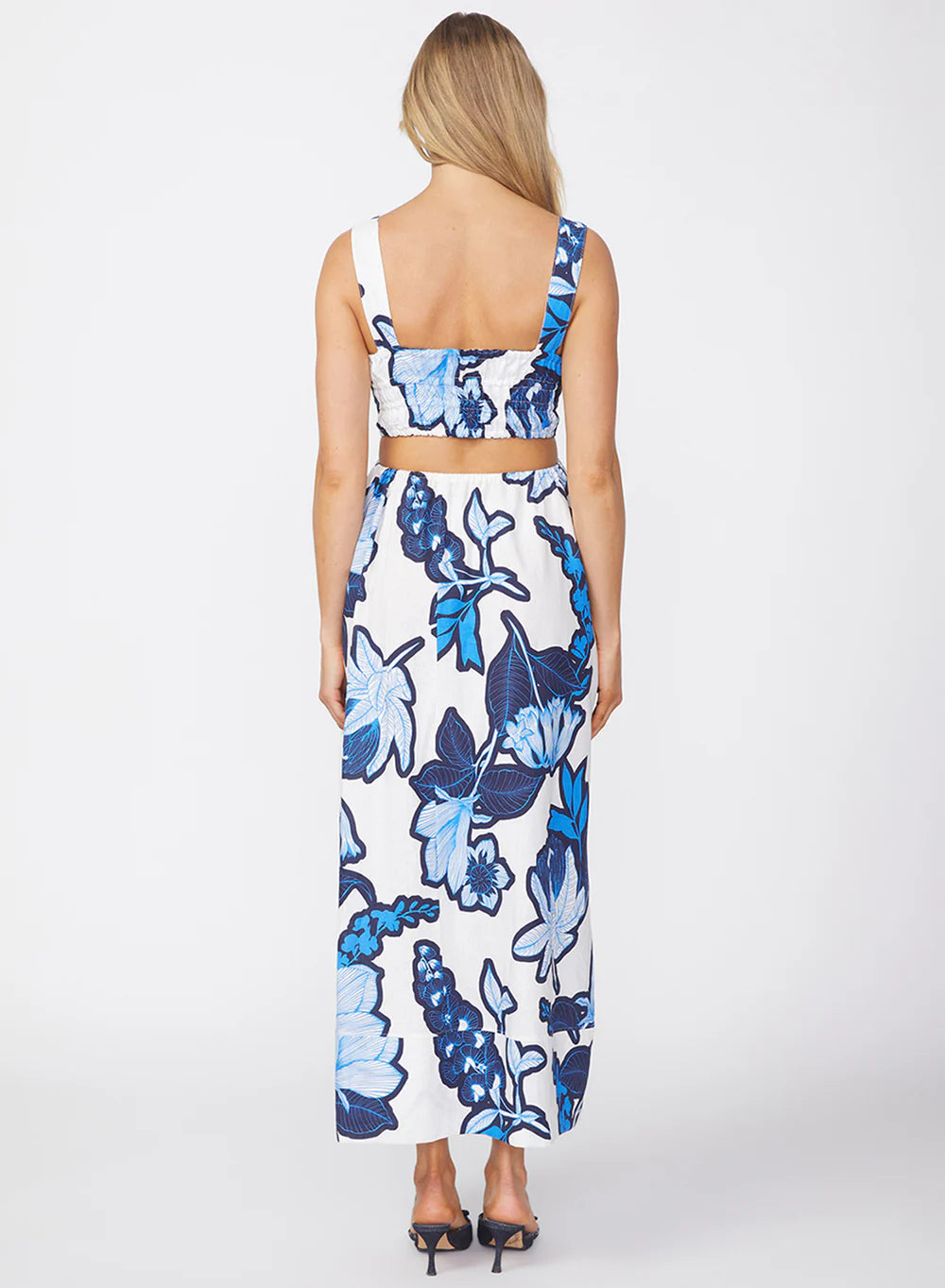 Tropical Floral Linen Maxi Dress