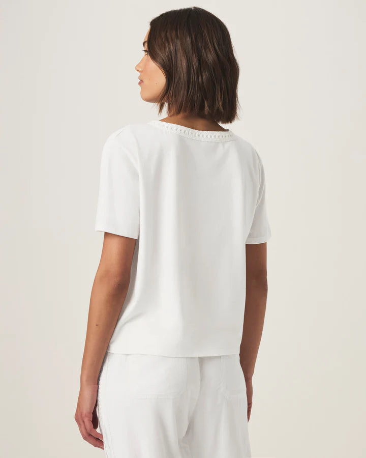 Kacey Crochet V-neck Tee