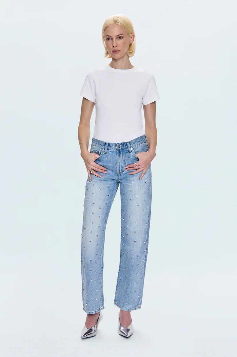 Lexi Mid Rise Bowed Straight Jean