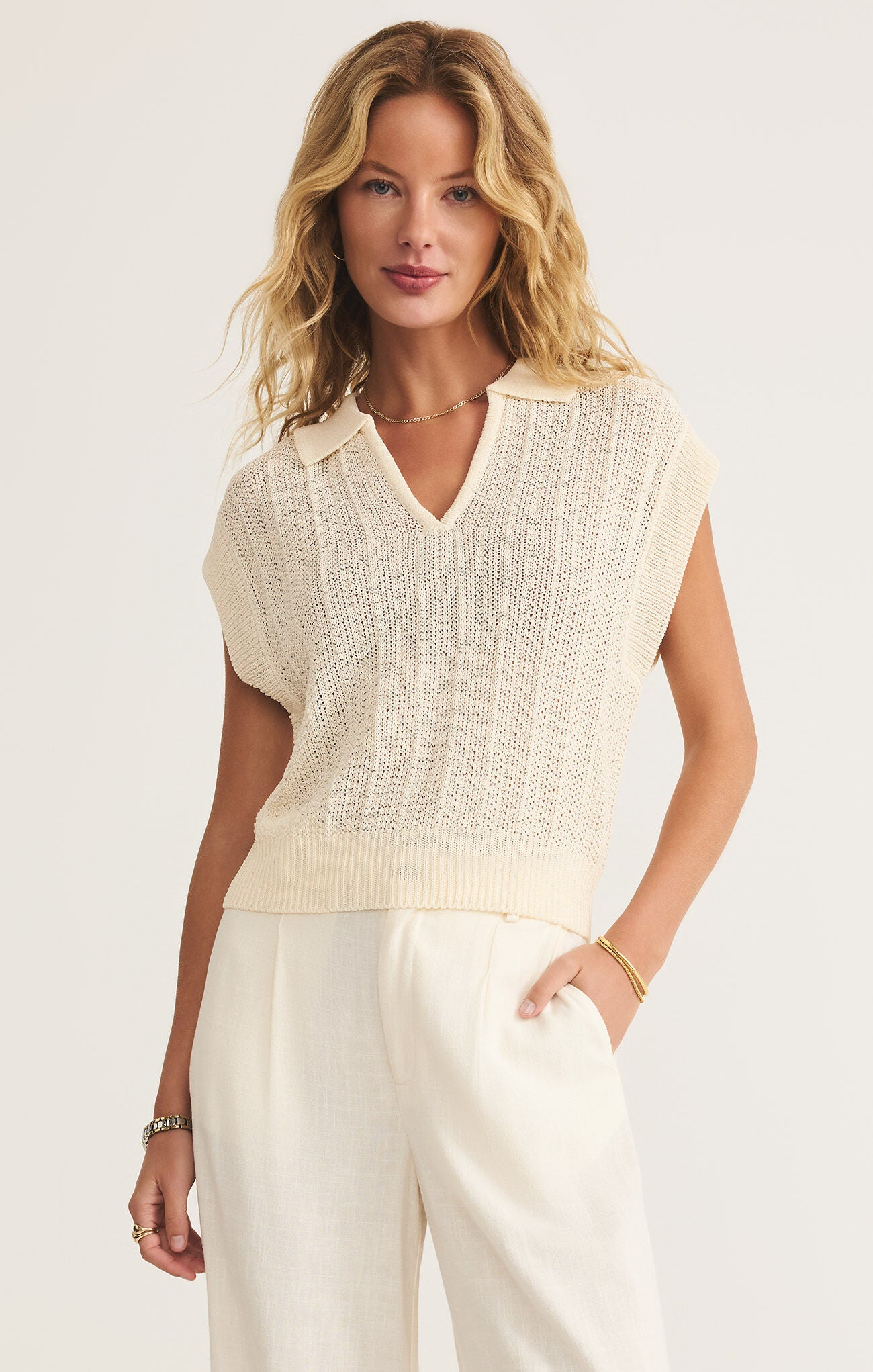 Lauden Crochet Polo Top