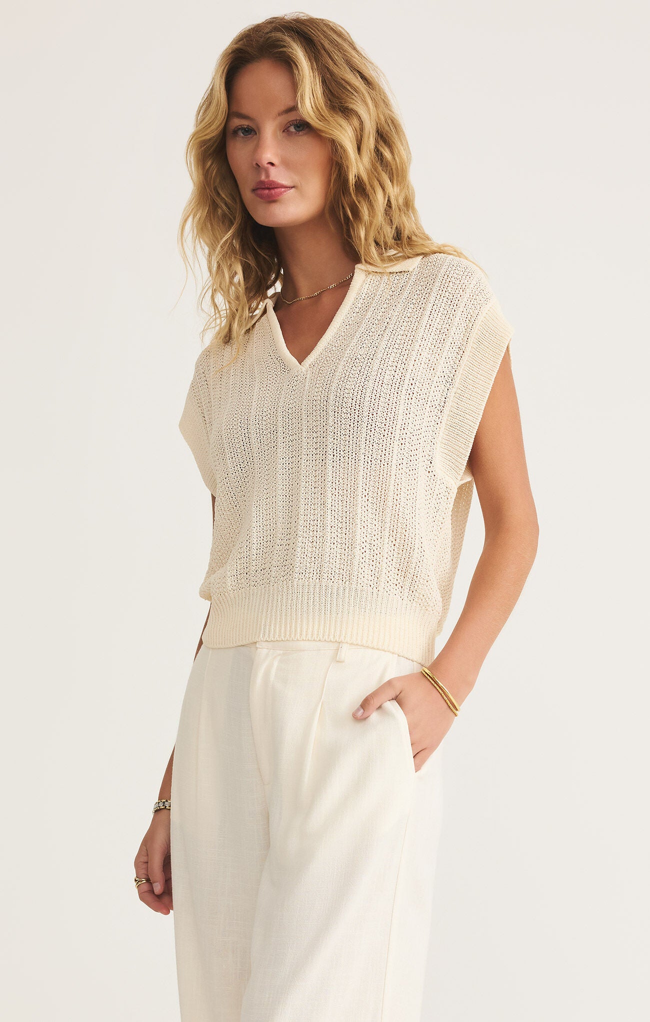 Lauden Crochet Polo Top