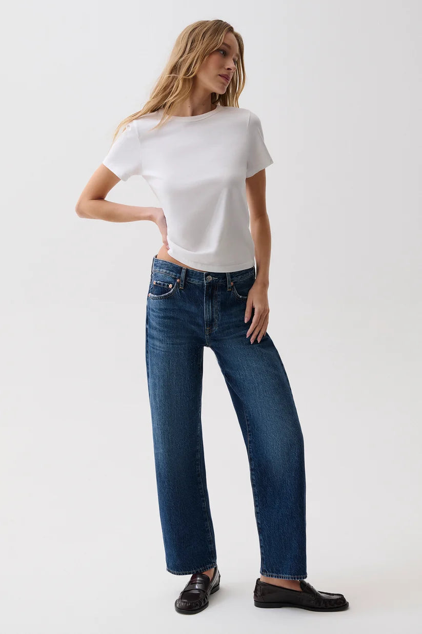Lexi Mid Rise Bowed Straight Jean