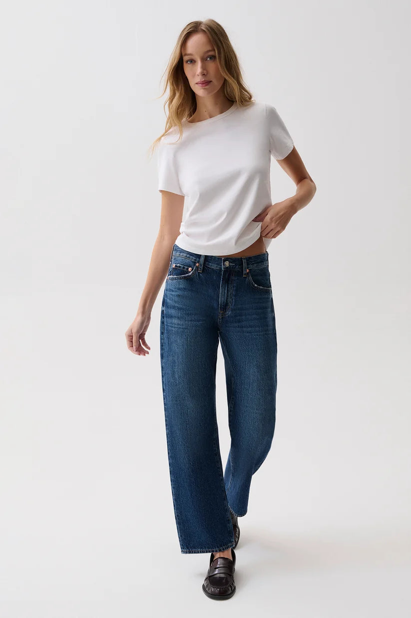 Lexi Mid Rise Bowed Straight Jean