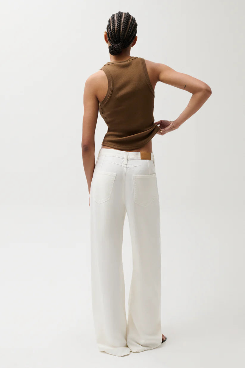 Sydney High Rise Bowed Linen Wide Leg Jean