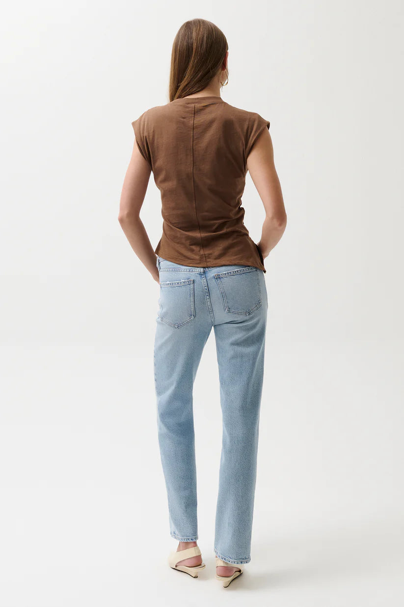 Aleks Mid Rise Straight Long Jean