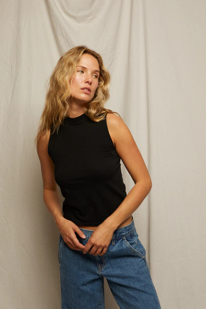 Phoebe Slub Jersey Mock Neck Tank