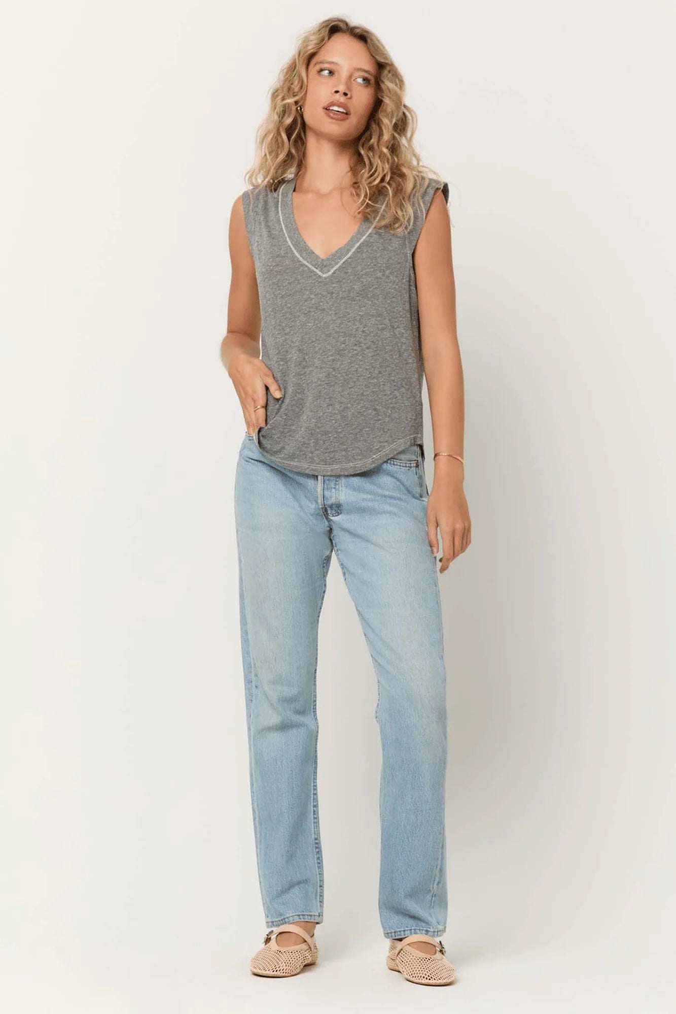 Rue Heathered V-Neck Tank