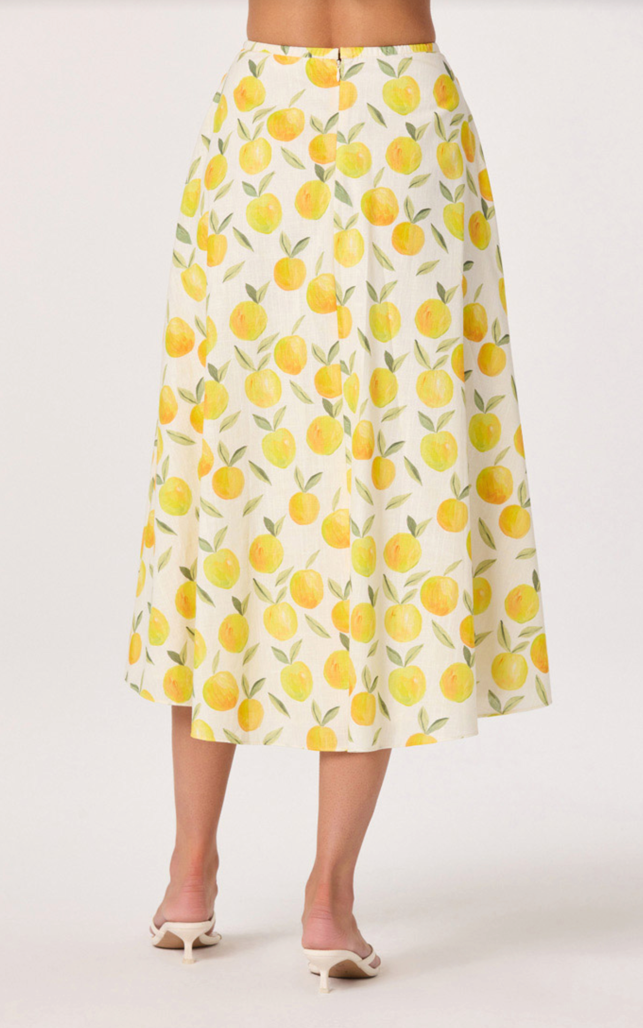 Myria Print Linen A-Line Midi Skirt