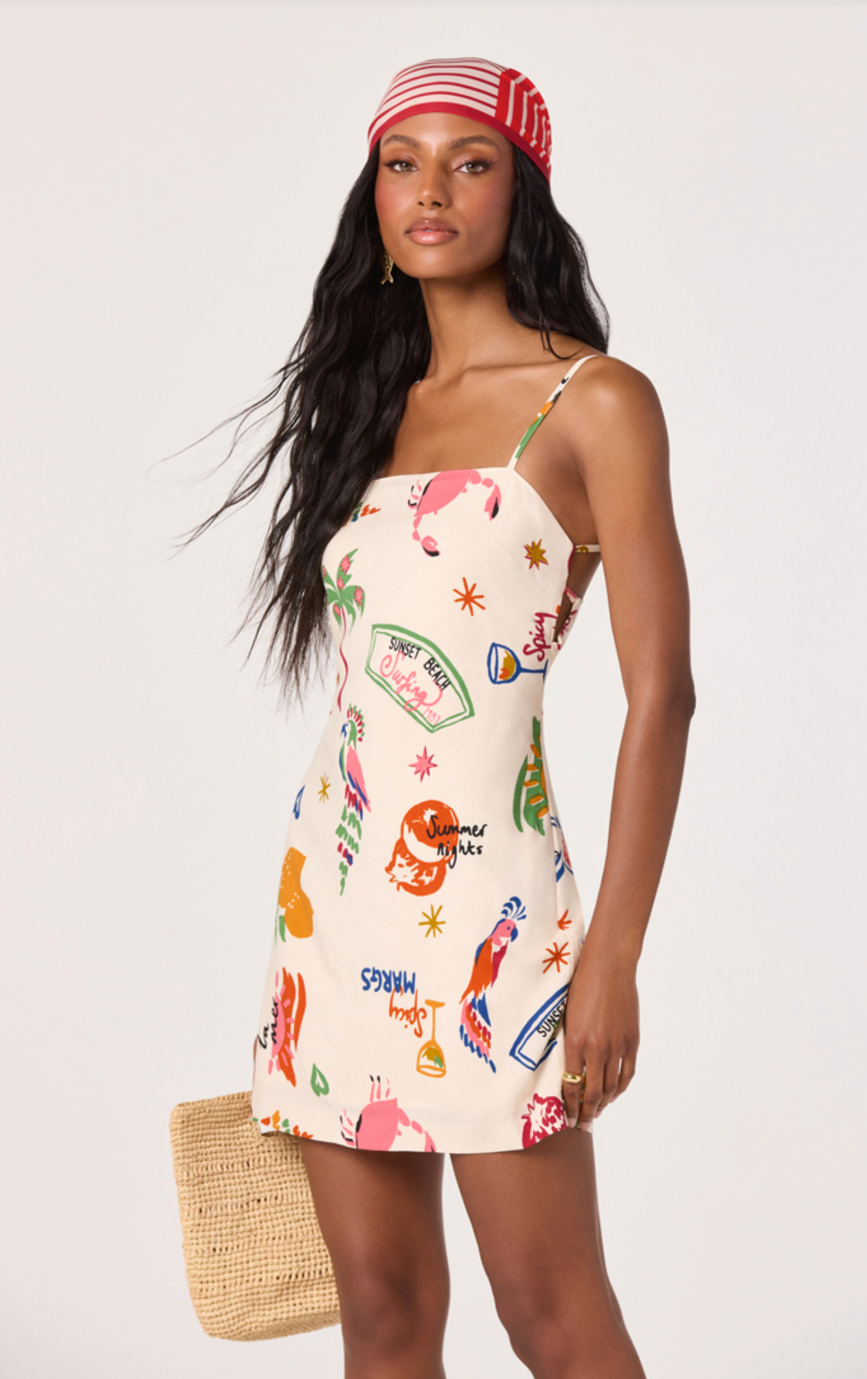 Valencia Novelty Print Open Back Mini Dress