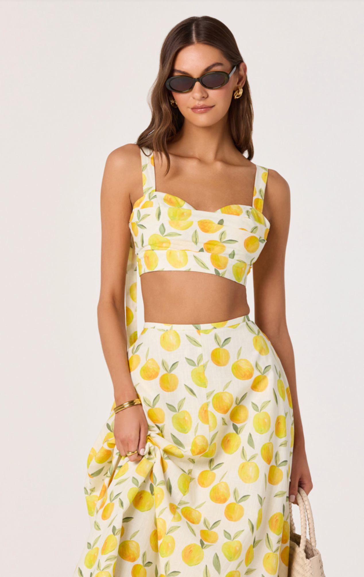 Myria Print Tie-Strap Cropped Bustier Top