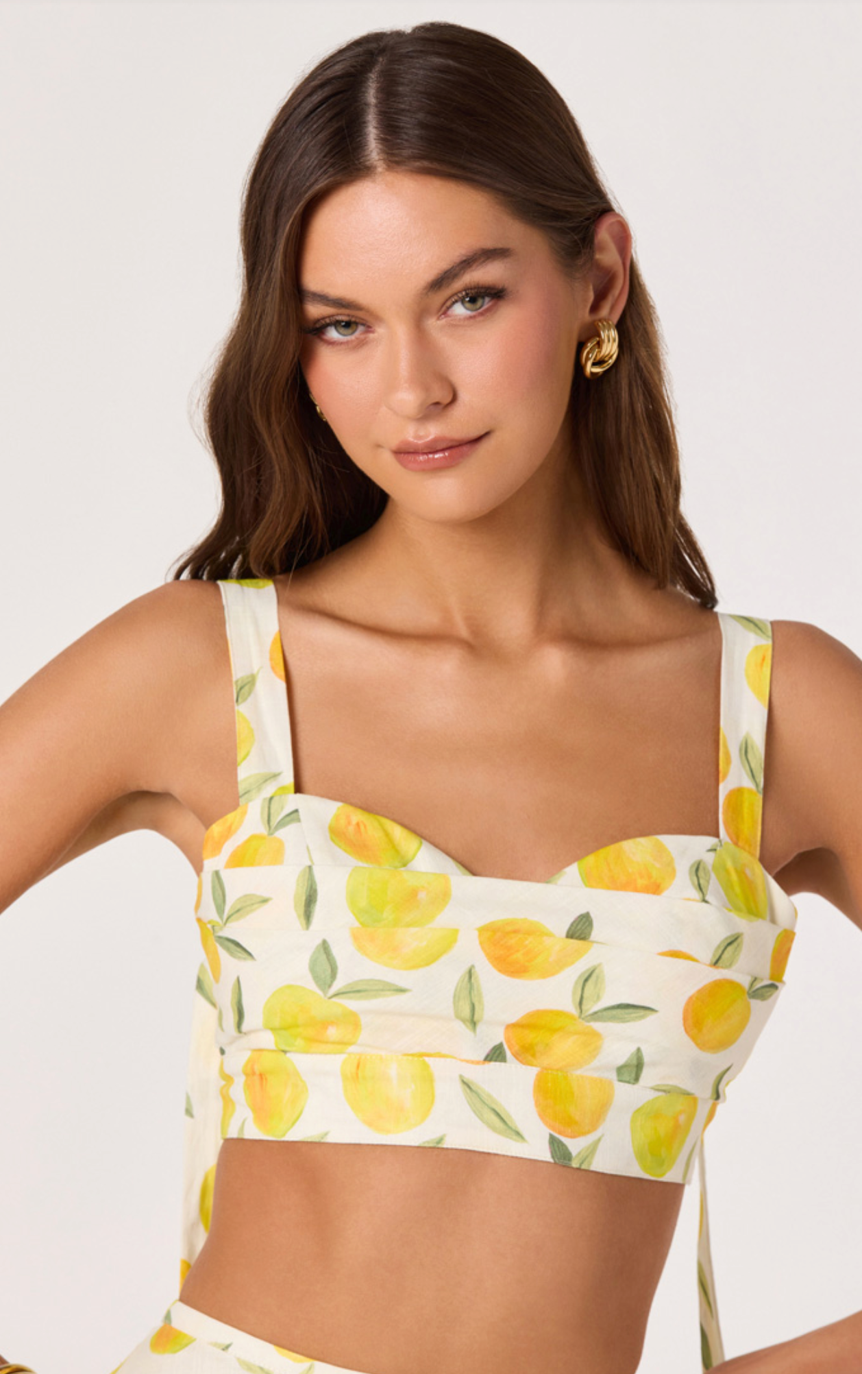 Myria Print Tie-Strap Cropped Bustier Top