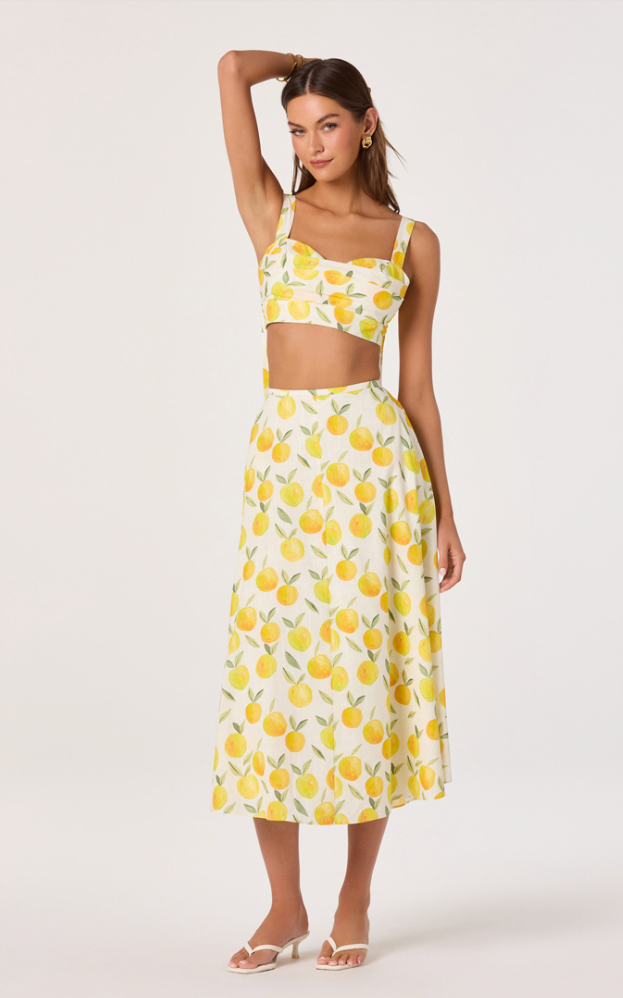 Myria Print Tie-Strap Cropped Bustier Top