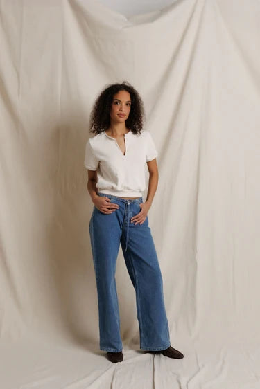Cleo Short Sleeve V-Neck Sweatshirt