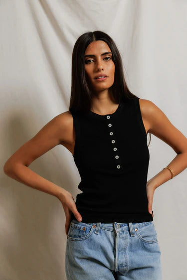 Loretta Luxe Rib Henley Tank
