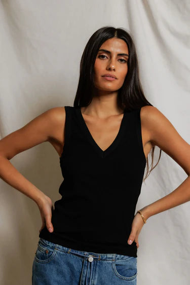 Mallory Luxe Rib V-Neck Tank