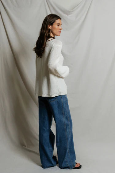 Margaret Cotton Slouchy Open-Knit Sweater