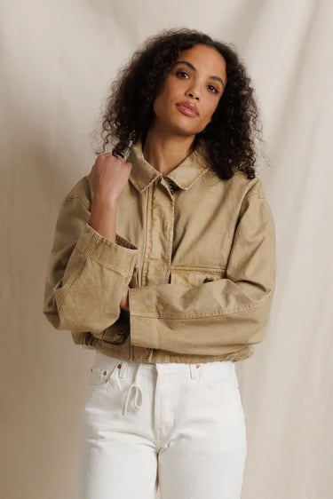 Paloma Cotton Canvas Cropped Utility Jacket