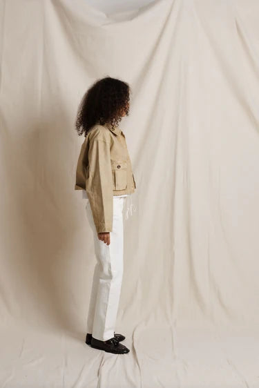 Paloma Cotton Canvas Cropped Utility Jacket