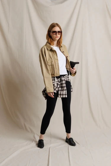 Paloma Cotton Canvas Cropped Utility Jacket