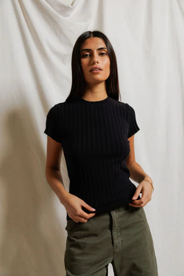 Suri Poorboy Rib Cap Sleeve Tee