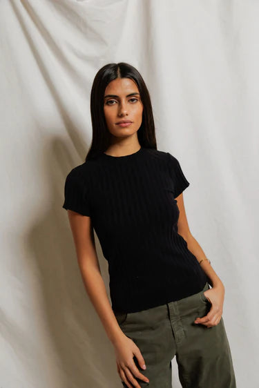 Suri Poorboy Rib Cap Sleeve Tee