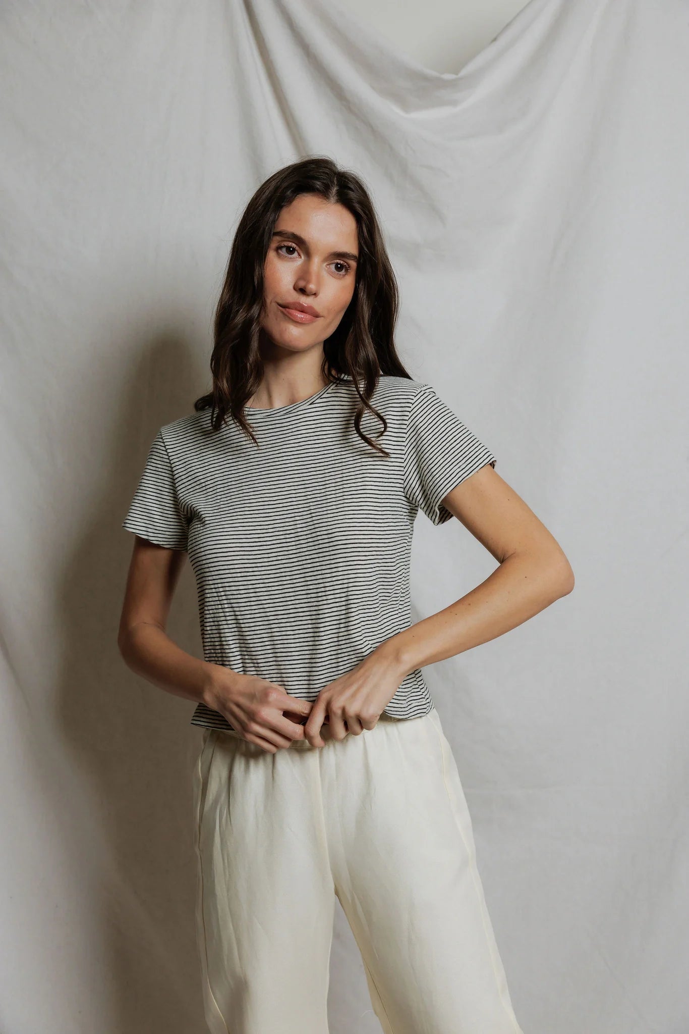 Vivian Hemp Cotton Striped Crewneck Tee