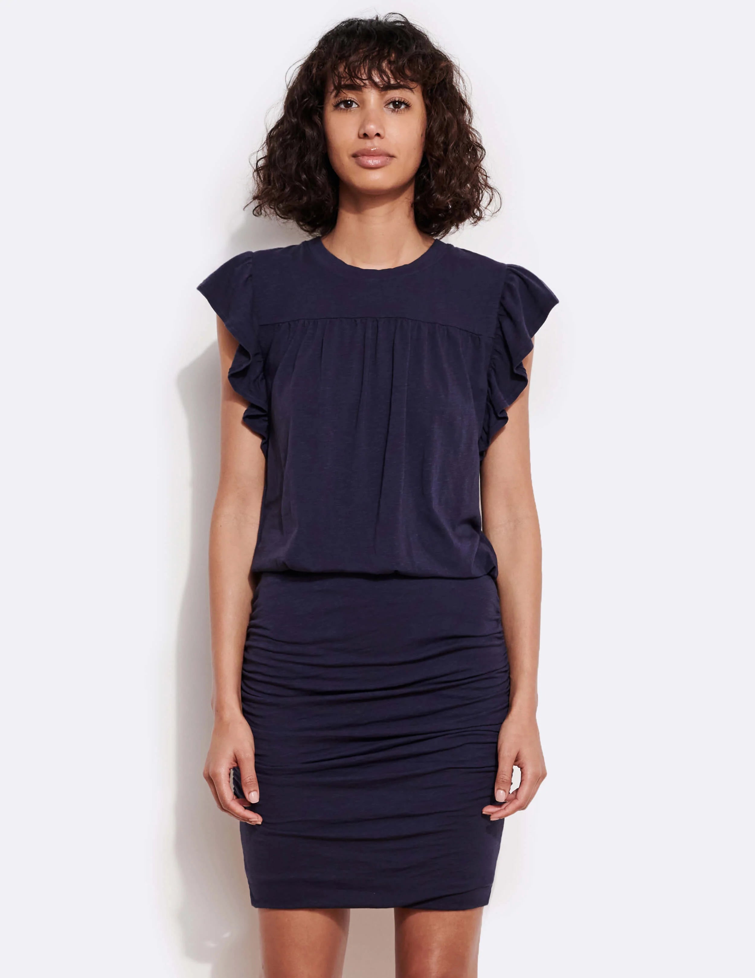 Ruffle Sleeve Blouson Dress