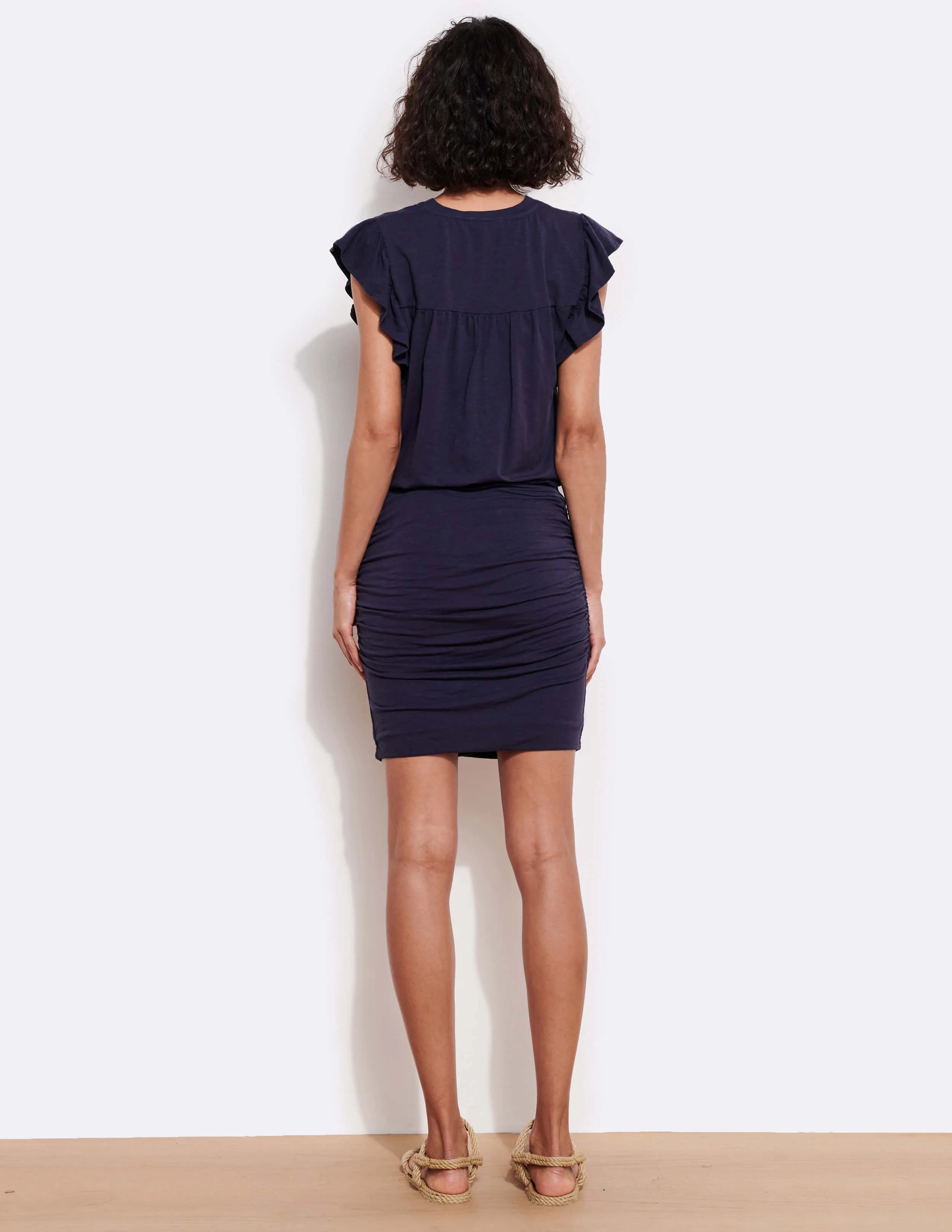 Ruffle Sleeve Blouson Dress