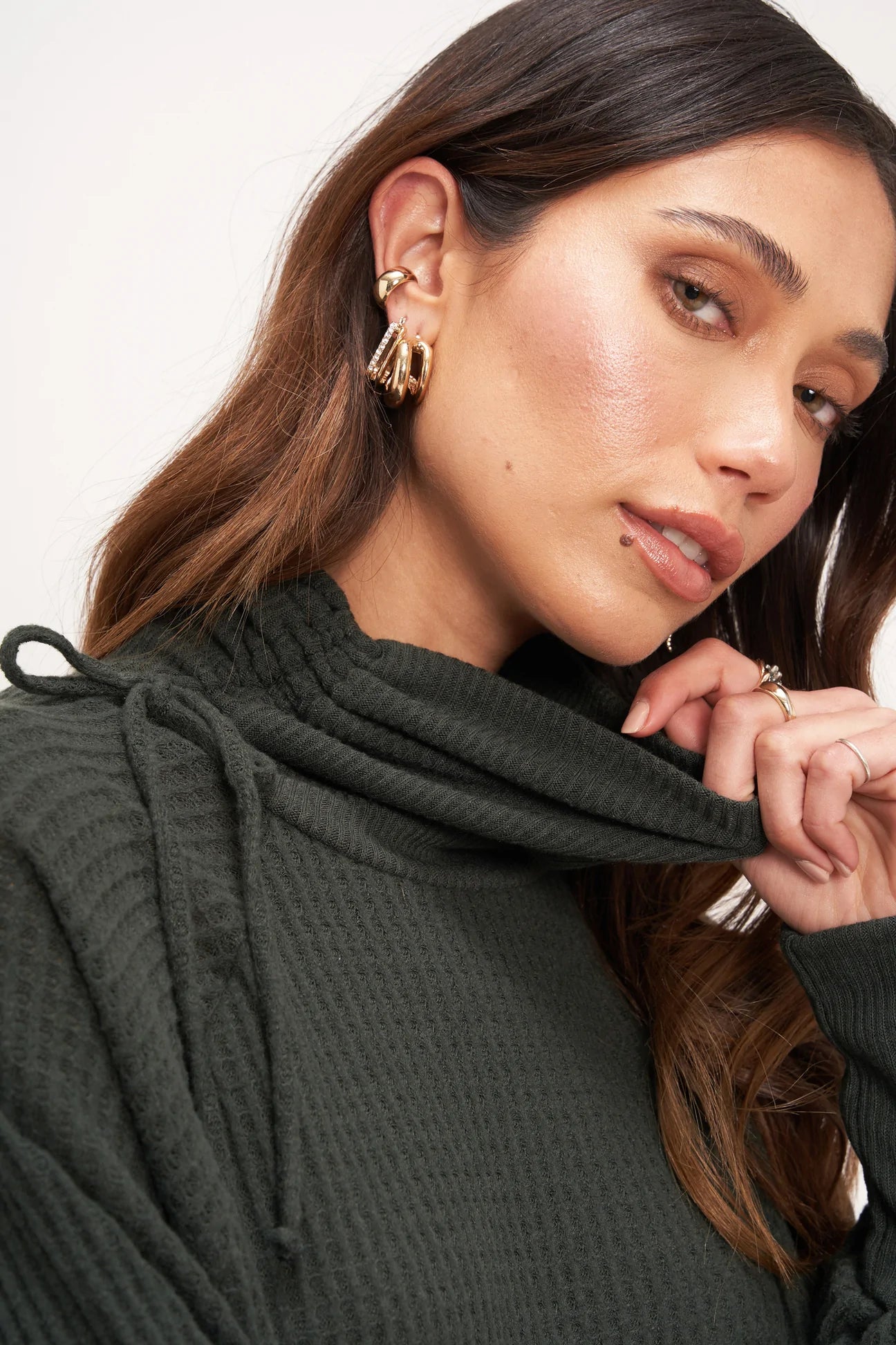 Cici Ruched Turtleneck Cozy Thermal