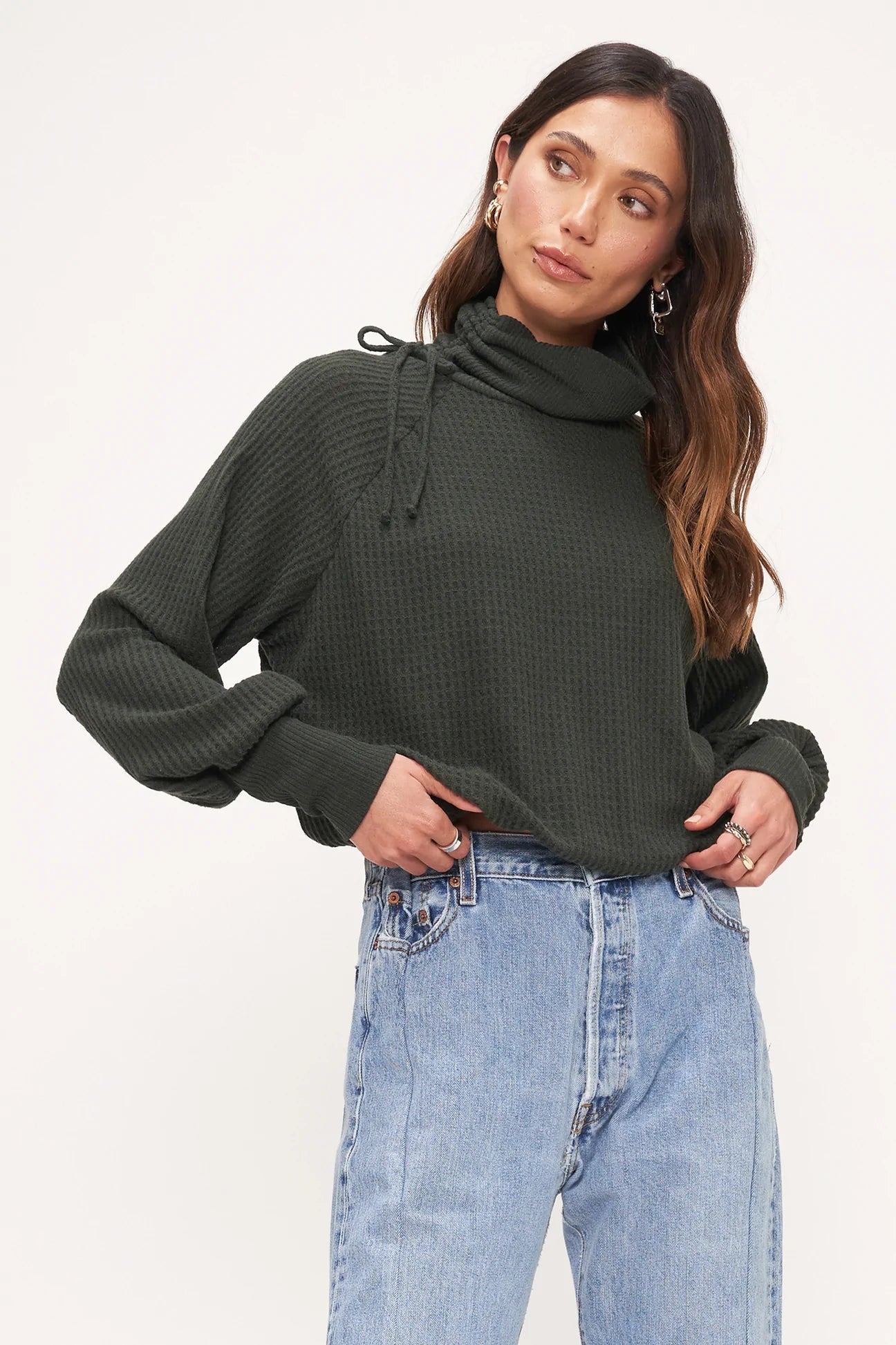 Cici Ruched Turtleneck Cozy Thermal