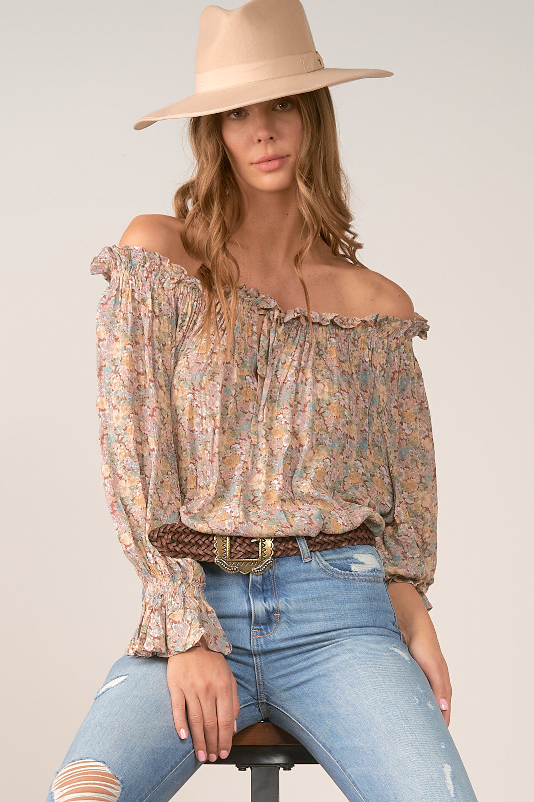 Off the Shoulder Dusty Rose Top